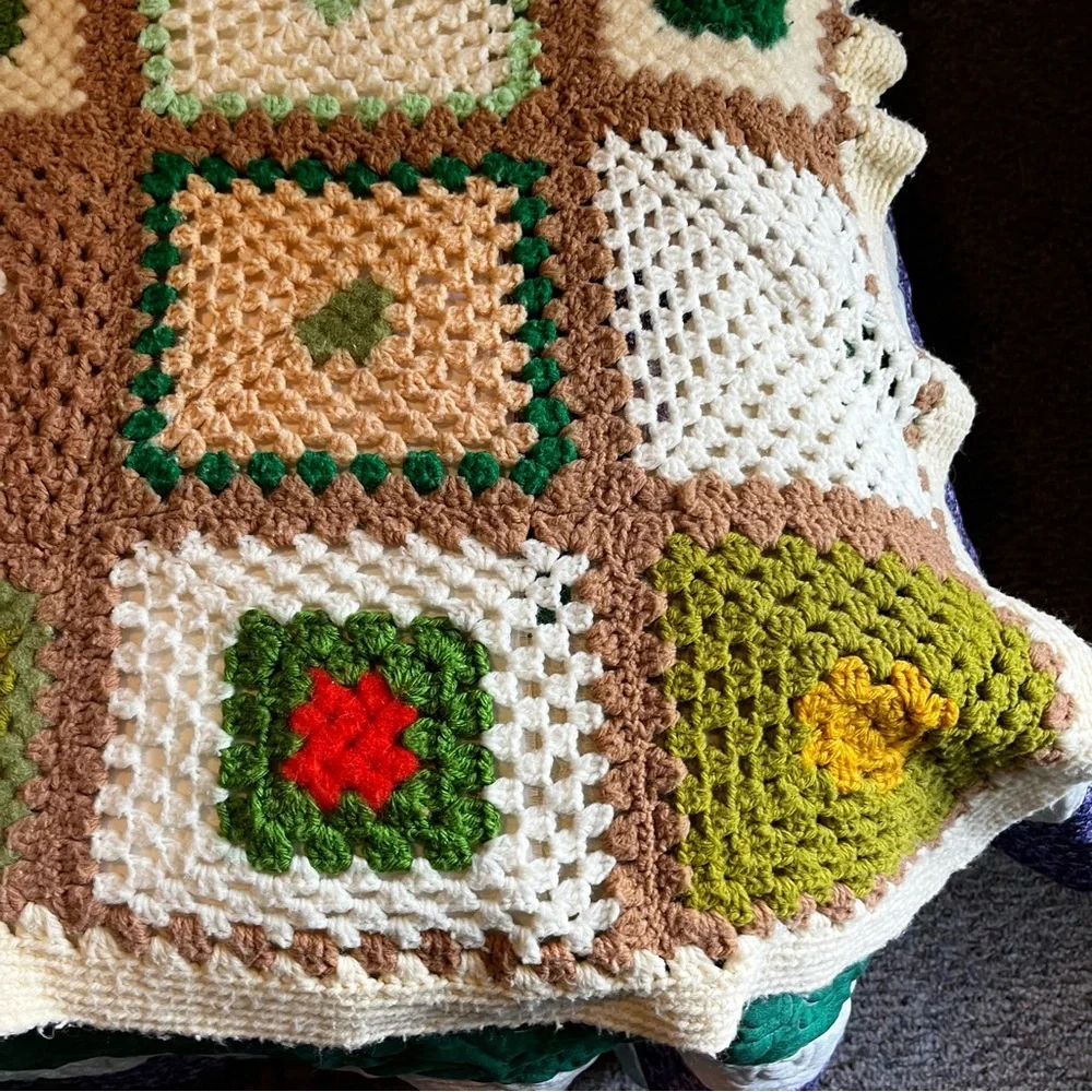 Beautiful handmade afghan -brown, green, gold, etc